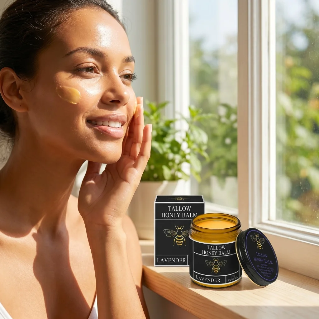 Tallow Honey Balm Grass-Fed Beef Tallow Raw Honey Moisturizing Skin Balm 3 Scents Citrus Lavender Unscented Face Body Care