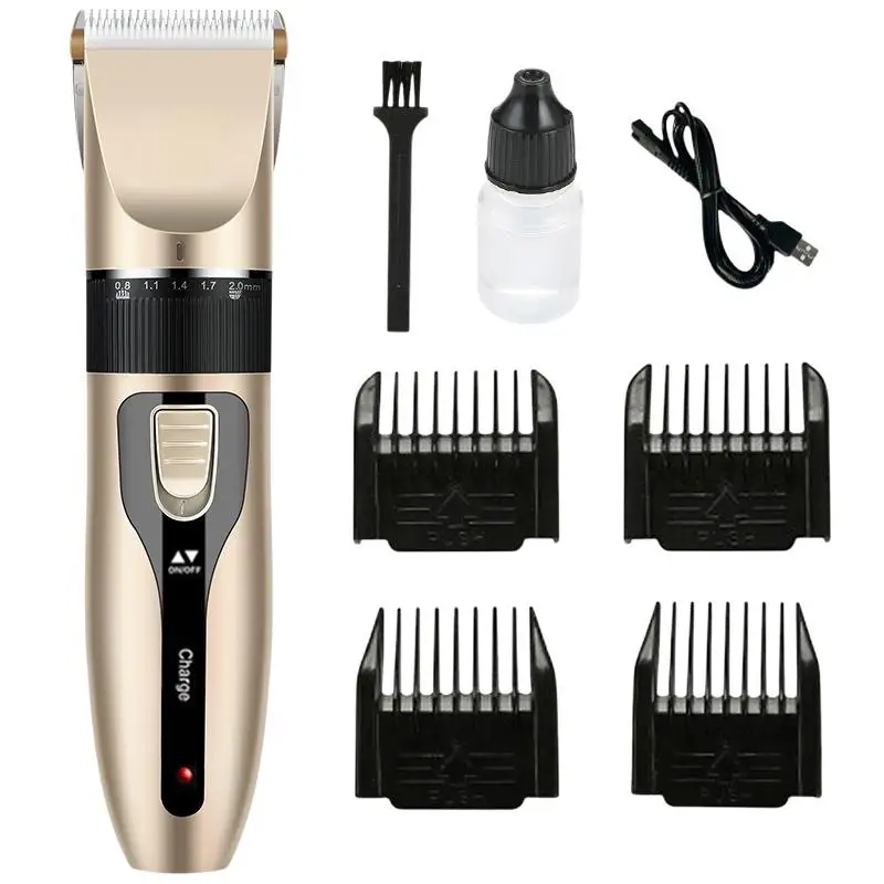 USB-Aufladbarer Rasierer Haarschneidegerät Elektrisches Haarschneideset 4 Verschiedene Klingen Haarrasierer Haartrimmer Geräuscharm – Detail 7