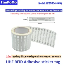 10PCS Sample Long Range 1-12M RFID UHF Tags Wet Inlay Adhesive Sticker EPC Gen2 6C 860-960Mhz For Asset Tracking Inventory