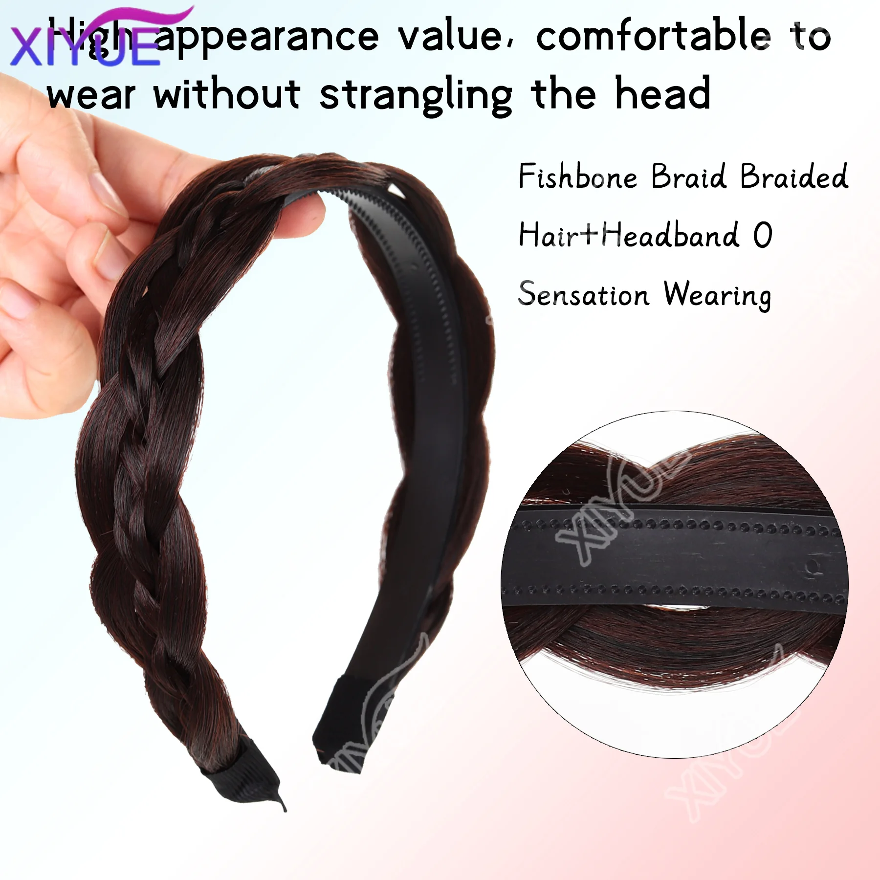 XY Women Synthetic Wig Twist Braided Headband Hoop Fashion Hair Accessories Elastic Non-slip Band For Women And Girl