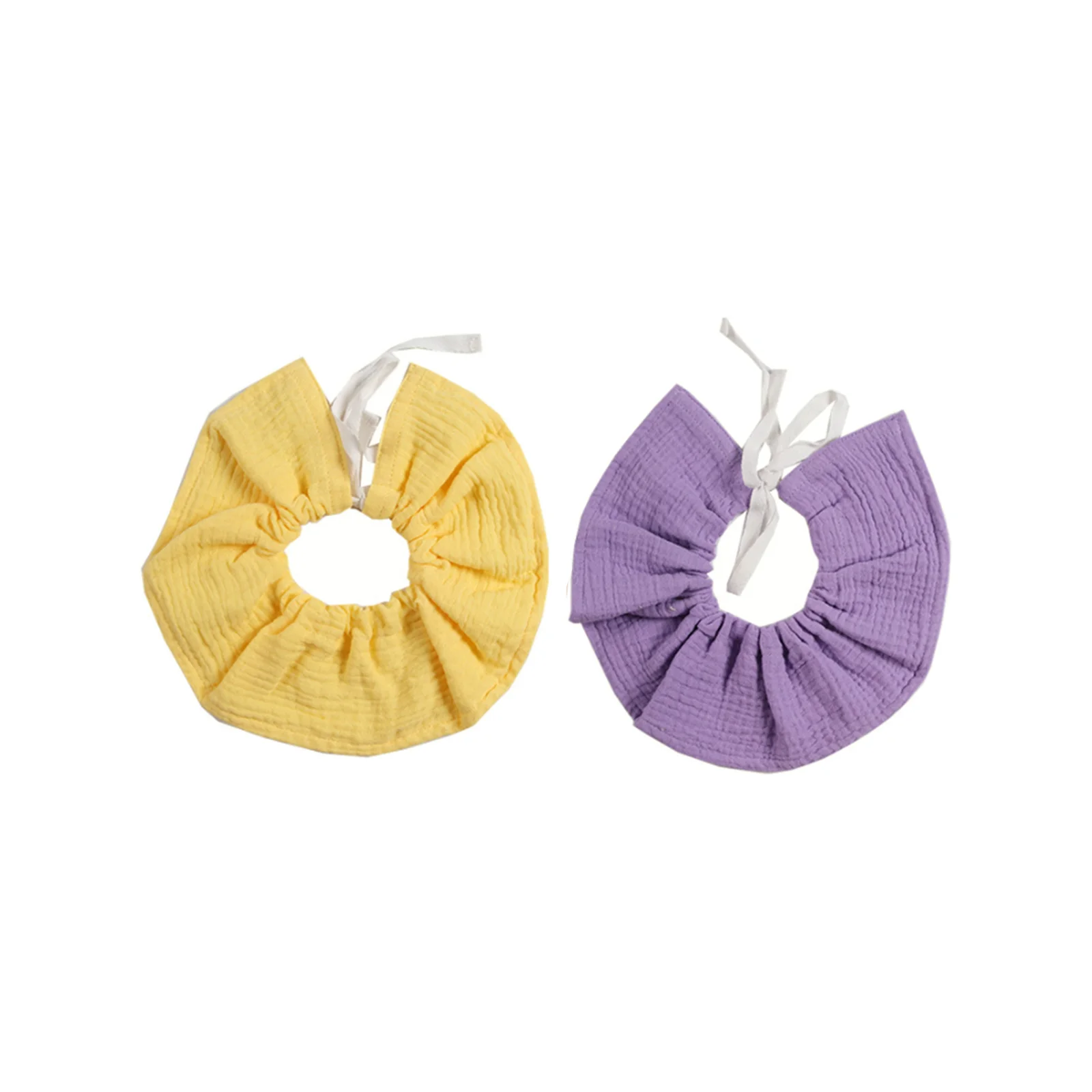 

360-degree four-layer adjustable lace-up baby saliva towel bib, yellow + purple combination