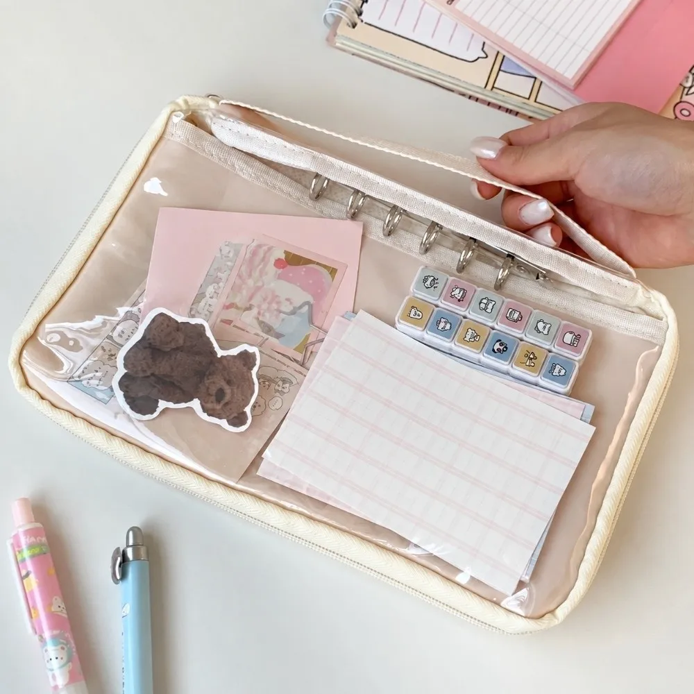 A5 Planner Storage Pouch Loose-leaf with Full Zipper Ita-bag Pen Case Refill Page Portable Planner Organizer Daily Journaling