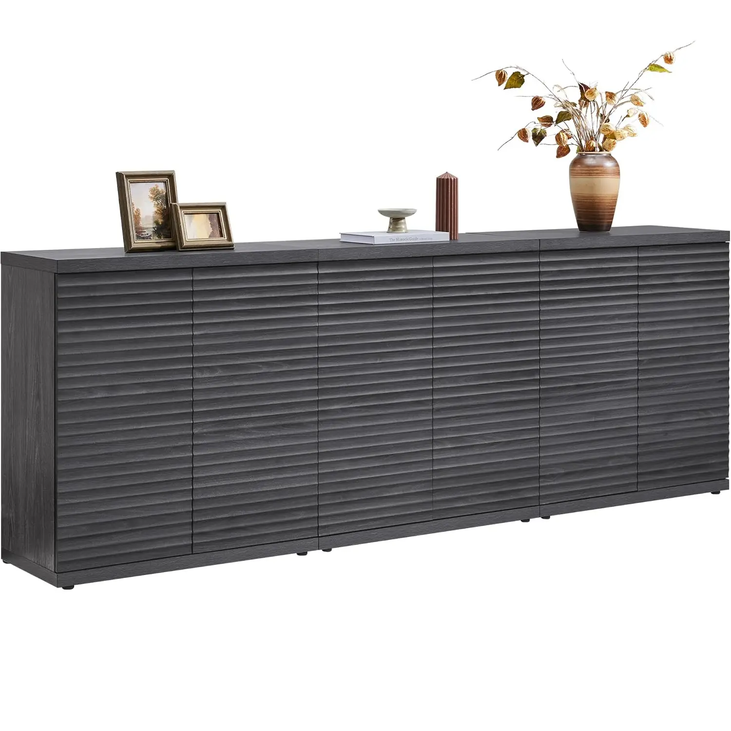 

Буфетный шкаф с отсеками для хранения, современный буфет с дверцами и полками, рифленая медиа-консоль в стиле середины века, на заказ