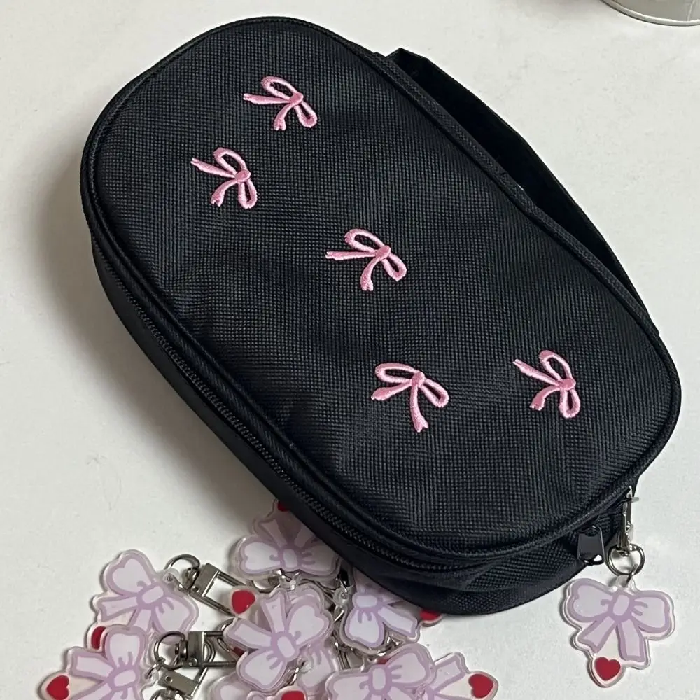 Gifts Large Capacity Bow Pen Bag Stationery Storage Embroidered Pen Storage Bag with Pendants Student's Commuting Stationery