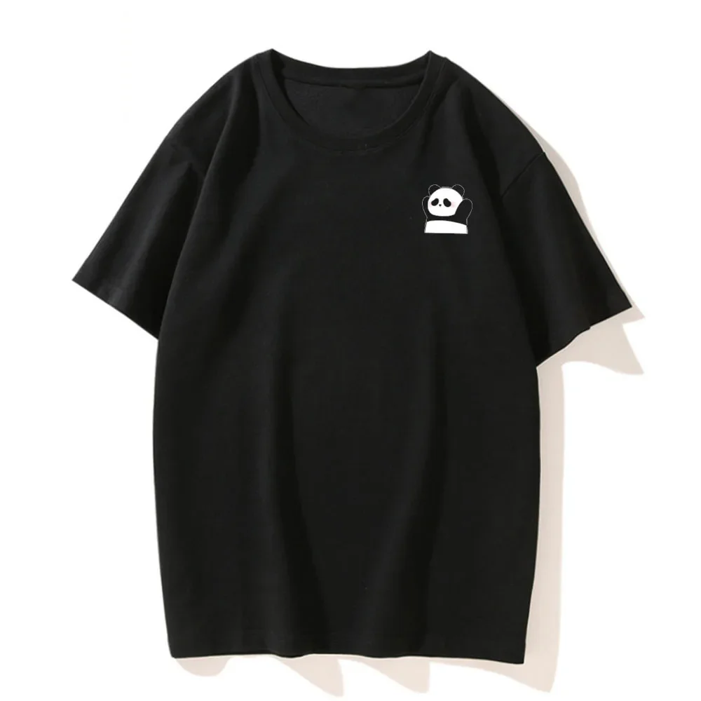 Interesting Cartoon Surrender Panda Print Couple T-shirt Tee Top Casual Loose Short Sleeve Tshirt For Lover Gift
