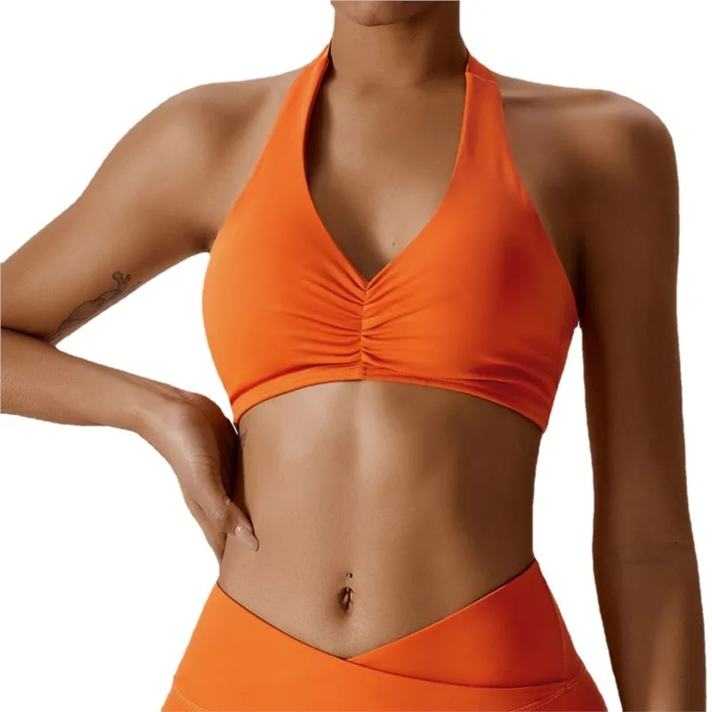 حمالة صدر رياضية نسائية بحمالة صدر ، ملمس عاري ، بلا أكمام ، توبات يوغا ، صلبة ، سريعة الجفاف ، لياقة بدنية ، صالة ألعاب رياضية ، ركض ، ملابس أنشطة مبطنة
