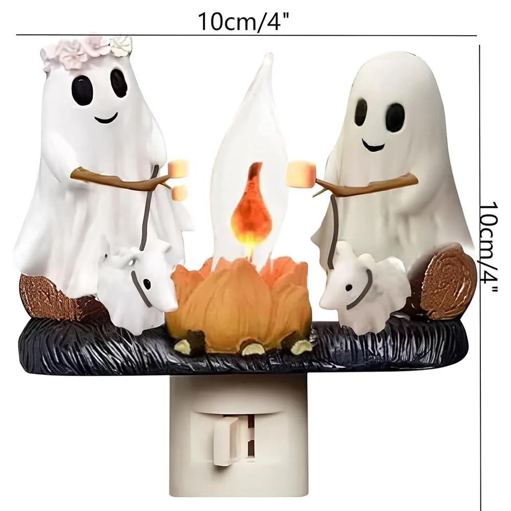 New Fashionable Ghost Campfire Nightlight Ghost Campfire Flickering Plug In Night Light Halloween Ghost Pumpkin Night Light