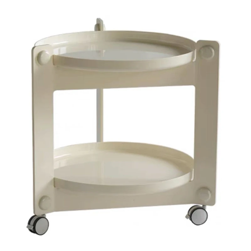 Wuli-carrito móvil para la edad media, pequeño apartamento coreano, redondo, estante de acrílico transparente, mesa lateral para sofá