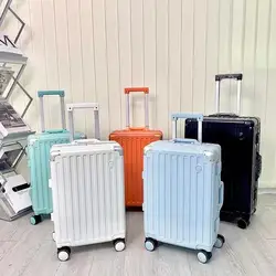 Carrousel de bagage de grande capacité avec cadre en aluminium, couleur bonbon, tige de traction, boîte à code de voyage, valise de voyage, sac à bacon