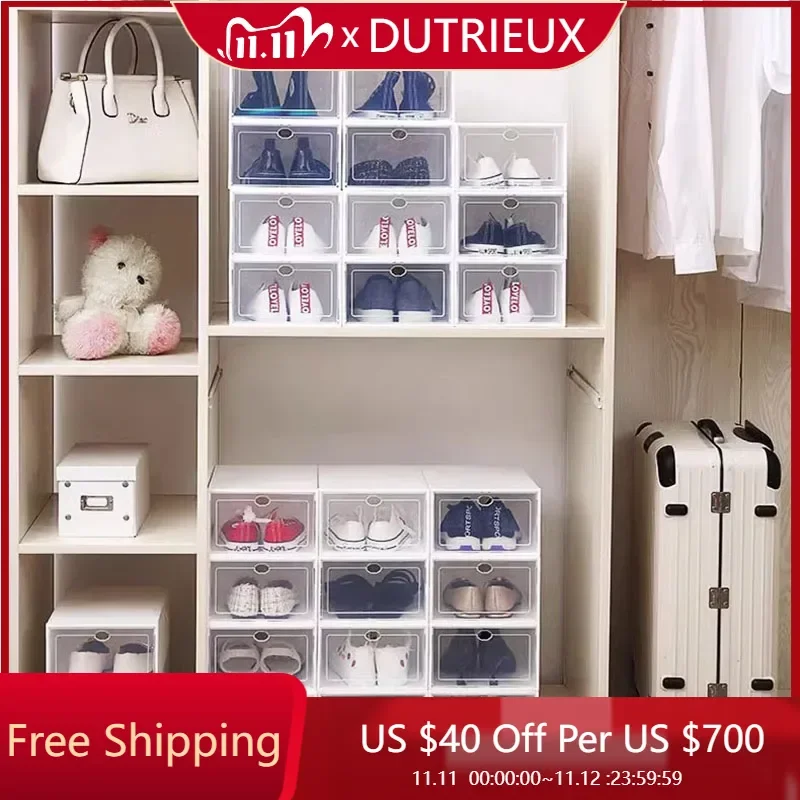 

Plastic Modern Shoe Boxes Dust Proof Living Room Shoe Boxes Storage Organizer Organizador De Zapatos Entrance Hall Furniture