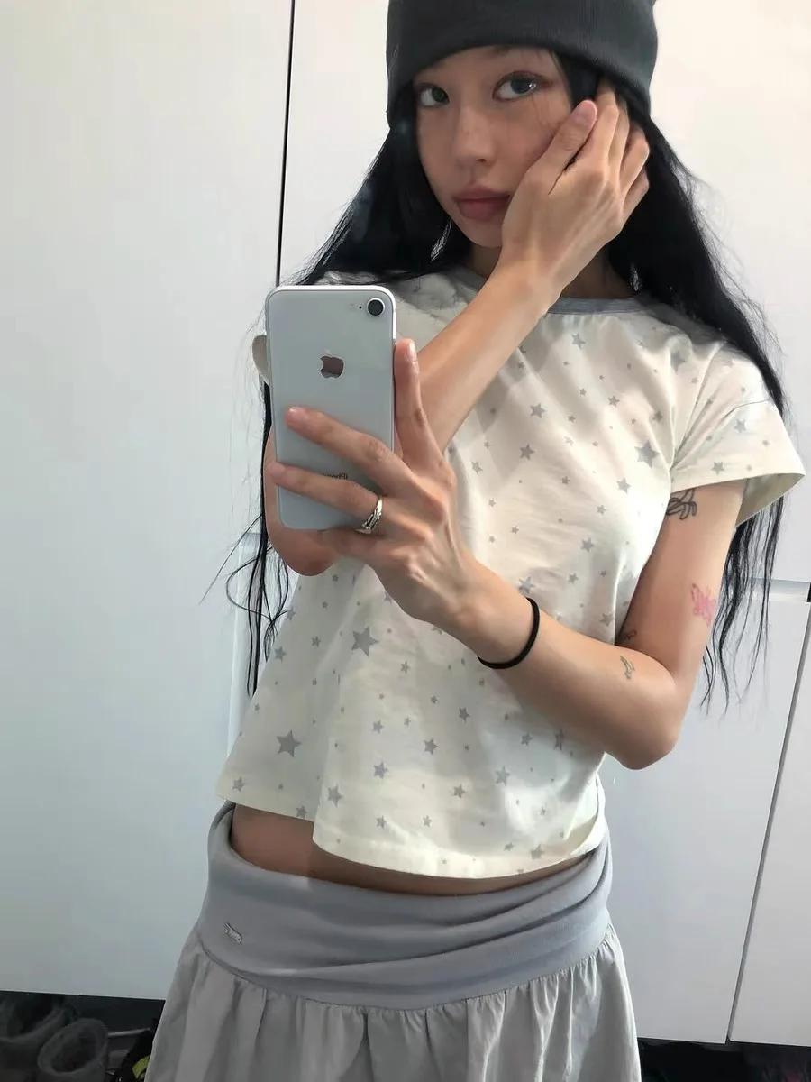 

Летние милые свежие универсальные футболки, повседневная удобная одежда с принтом, эстетичная одежда с короткими рукавами, винтажная одежда больших размеров