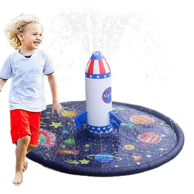 Sprinkler Pool Inflatable Outdoor Splash Pad Non-Slip Inflatable Outdoor Sprinkler Rocket Ship Kids Water Sprinkler For Boys &