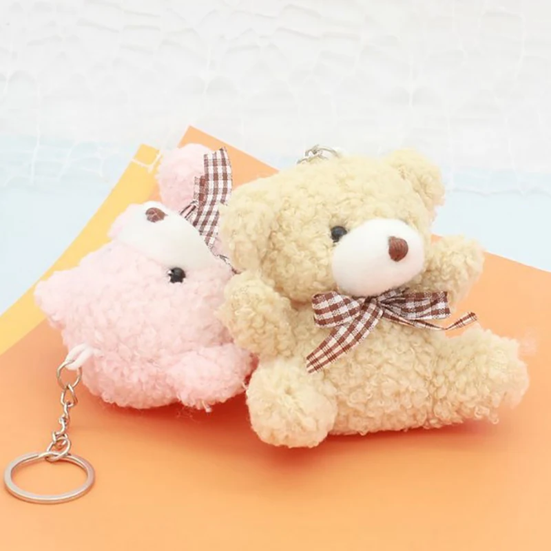 Mini Bear Cute Plush Bear Keychain Bag Ornament Women Handbag Decorations School Student Backpack Lovely Furry Pendant