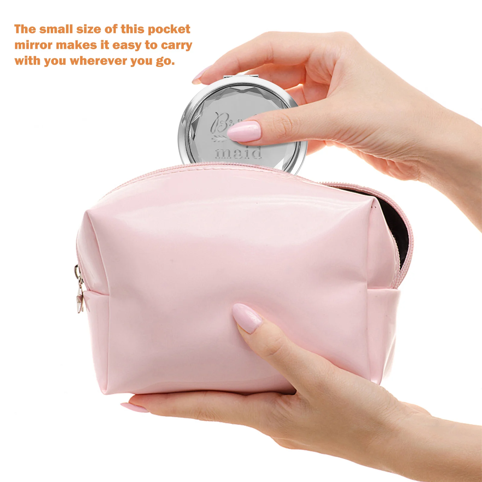 Espelho de bolso bonito mini espelho de maquiagem de viagem para bolsa leve portátil ideal noiva dama de honra presente espelhos de bolso