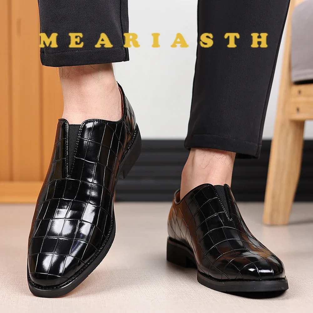 

New grid Men's Dress Shoes Luxury Designer Men Loafers Italian Brand Wedding Shoes Fashion Party Shoes for Men Oxford Shoe New