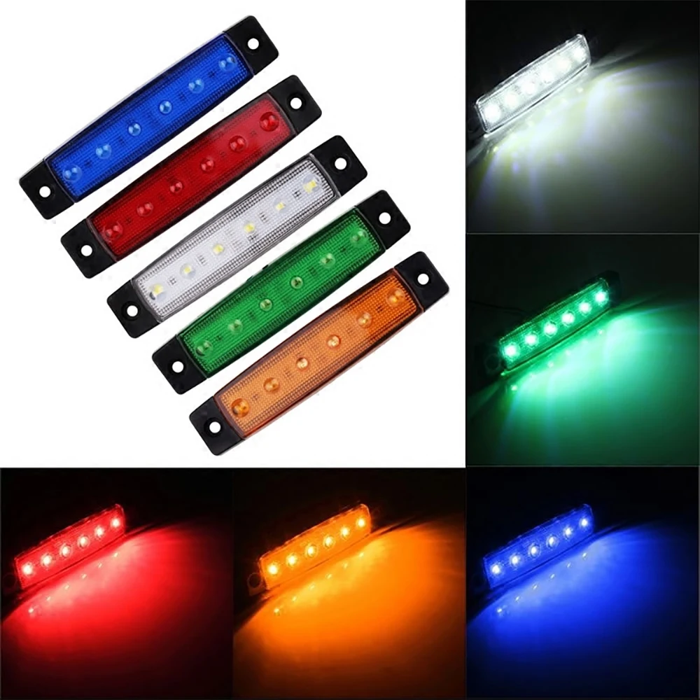 Car External LED Lights 24V 12V 6LED Bus Truck Lorry Side Marker Indicator Low Led Trailer Warning Rear Side Brake Lamps