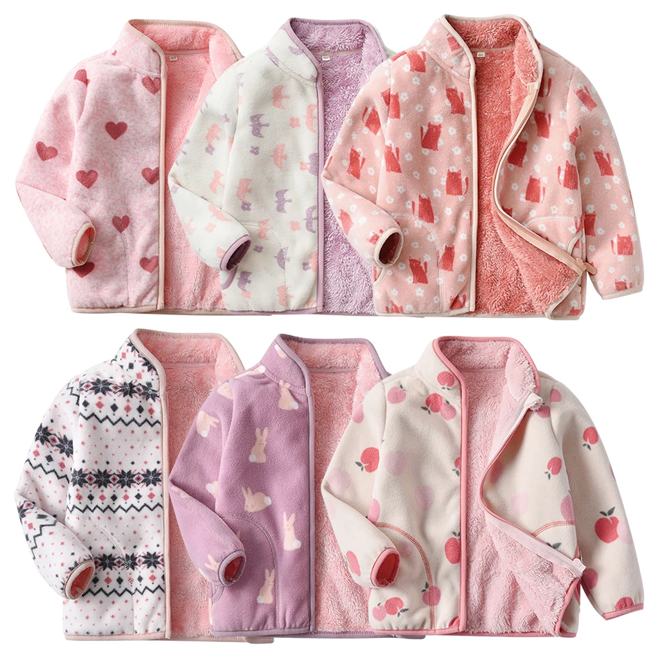 Boys and Girls Fleece Outerwear Unique Prints Plush Lined Children Jacket Comfort and Style Daily Versatile Casual Coats New