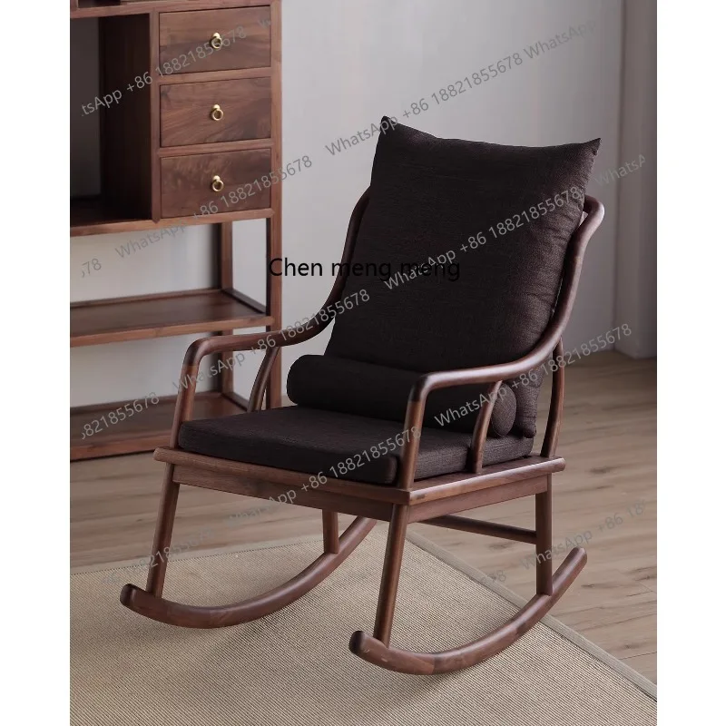 

North American black walnut lazy back sofa leisure recliner new Chinese rocking chair