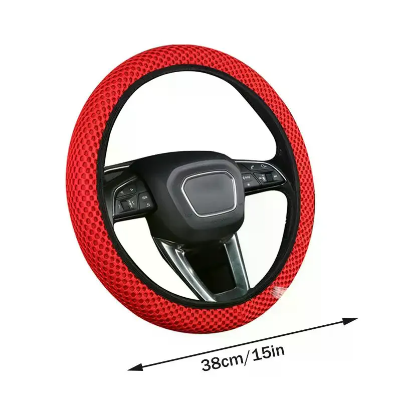 Car Steering Wheel Cover Universal with Elastic Band 37 38cm Breathable Non Slip for Daily Use and Long Distance Driving