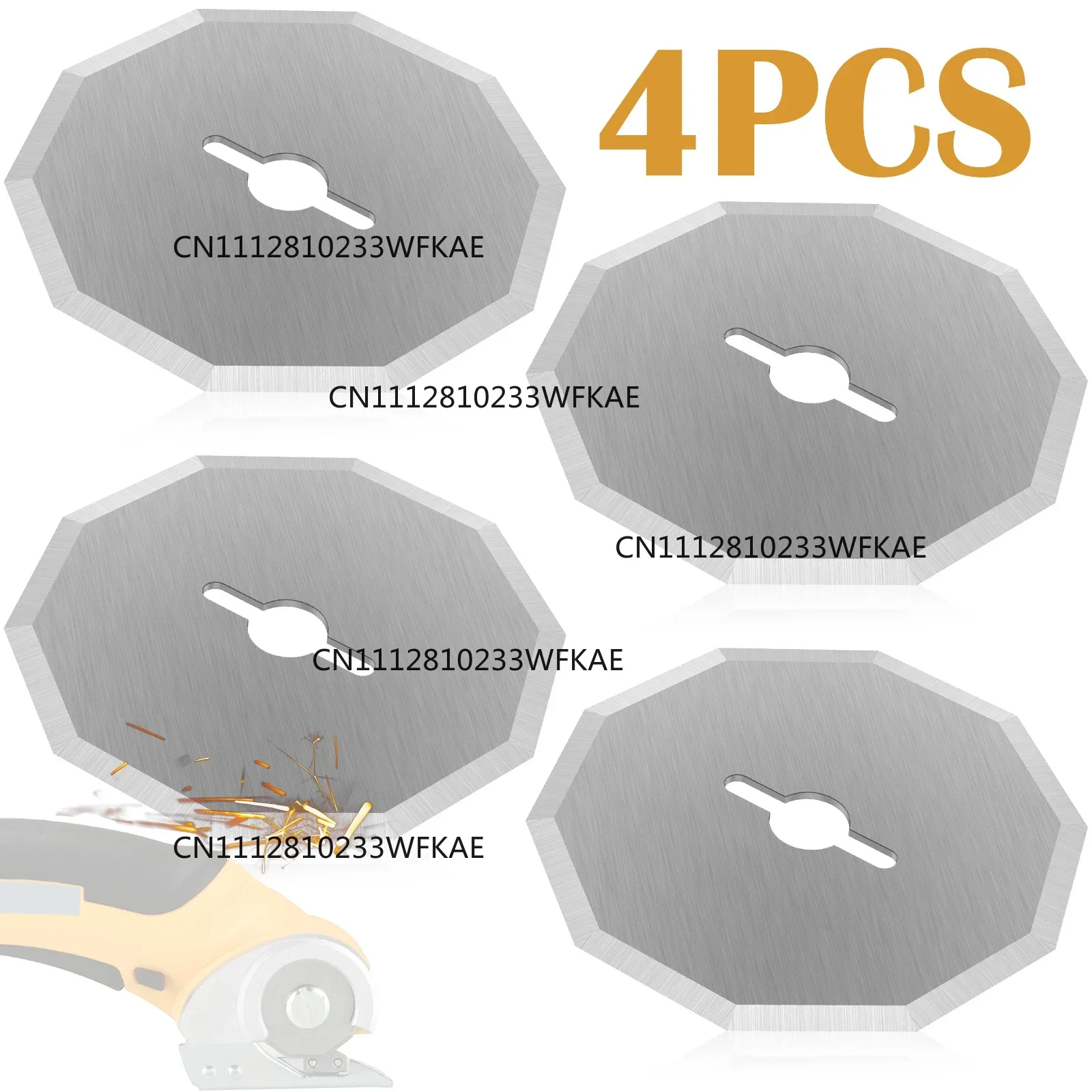 4Pcs Cordless Electric Scissors Blade for RC2600K/RC2601/RC2602 Tungsten Steel Rotary Blade Replacement Leather Carpet Sewing