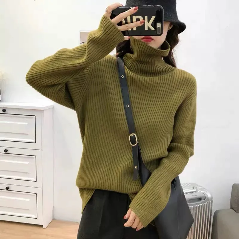 Women's Winter Knit Knitwear Turtleneck Sweater Tops Blouse Sweatshirts Pullovers For Women Streetwear Korean Fashion Clothing