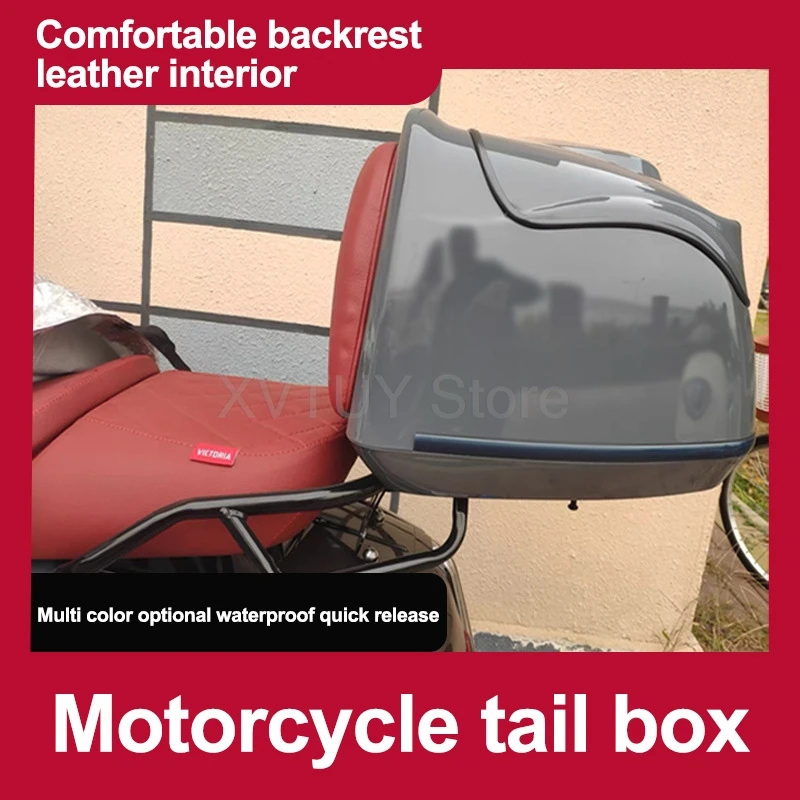 38L Motorcycle Tail Box ABS High Strength Scooter Trunk Electric Bike Luggage Storage Rear Top Case Waterproof Lockable Tool Box