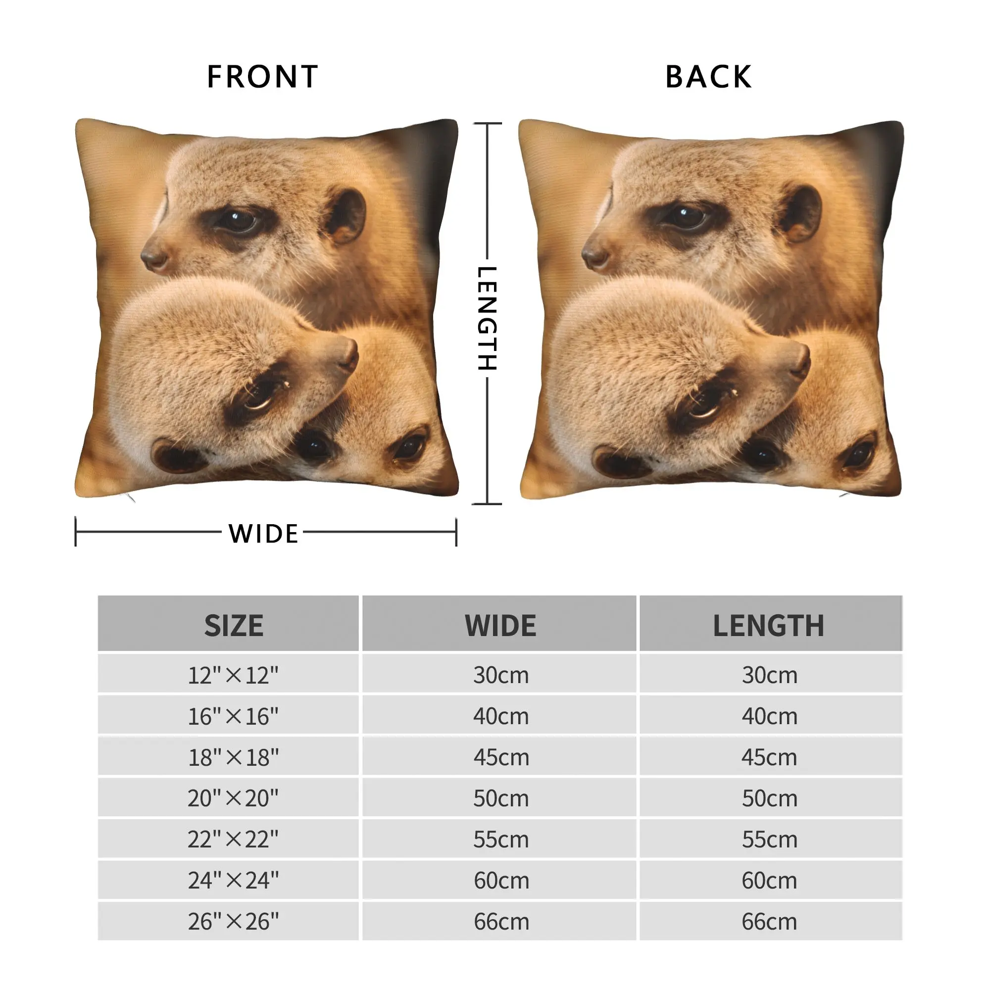 Three Baby Meerkats Stacked Pillow Case  Custom Pillow Cover For Sofa Home Decoration Funny Pillowcases