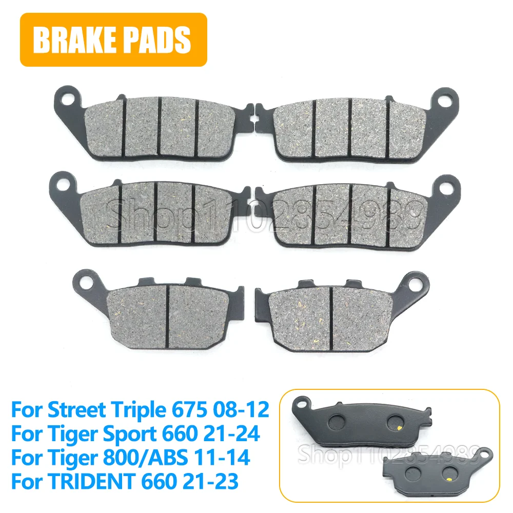 For Tiger 800 Street Triple 675 Trident 660 Tiger Sport 660 Bonneville Bobber Motorcycle Accessories Front Rear Brake Pads