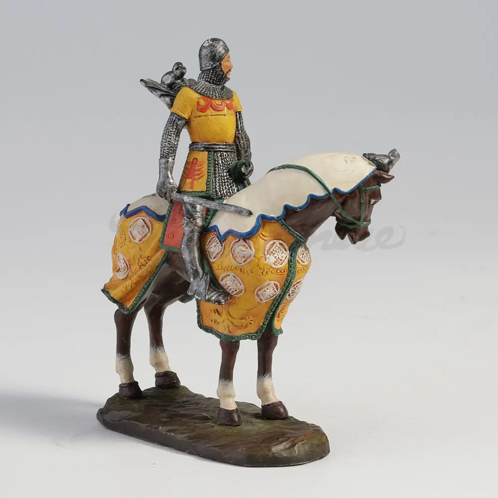 Medieval Mounted Knight Resin Figurine with Sword HandPainted Warrior Statue for Home Office Decoration Gift for History Lover