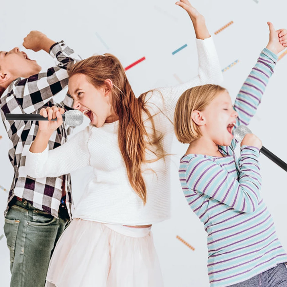 

4 Pcs Golden Silver Fake Microphones Kids Party Props Foam Models Retro Toy Microphone For Teaching