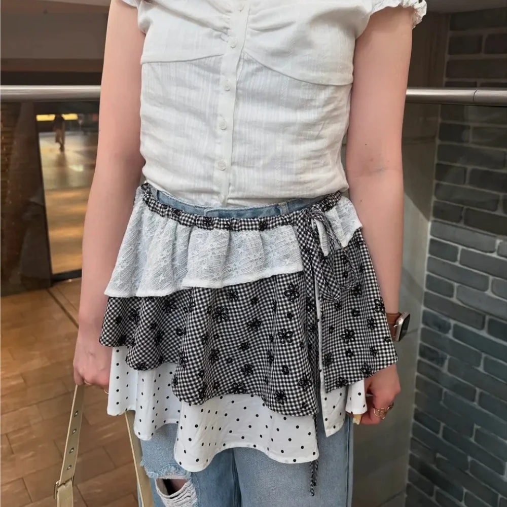 Korean Ins Spliced Skirt Overlay Y2K Subculture Japanese Layered Ruffle Hip Skirt Cute Sweet Daily Shopping Accessories