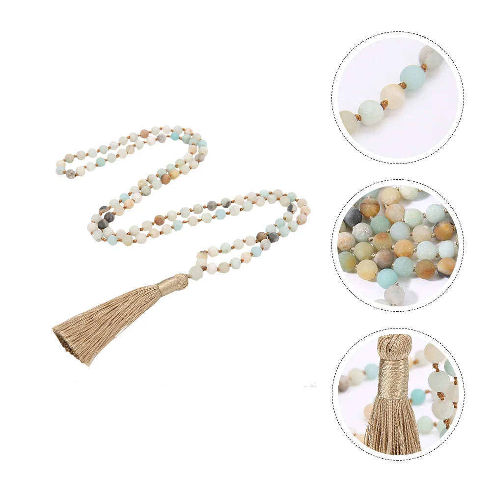

1pc Natural Beads Fashion Necklace Women Simple Tassel Pendant Chain Chic Decorative Jewelry Stone Polyester Party Wear