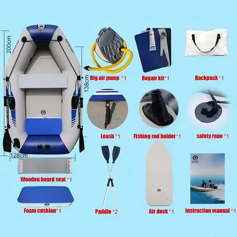 2M Air Mat Floor Foldable PVC Inflatable Fishing Boat Racing Boats and Water-skiing Kayak IB SIB for Outdoor Watersport Adult