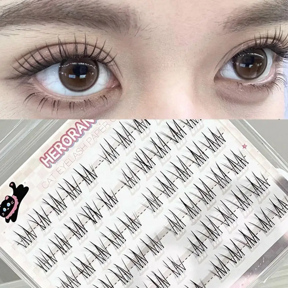 Kleberfreie selbstklebende falsche Wimpern Y2k segmentierte Füchse Wimpernverlängerung flauschige einzelne Cluster falsche Wimpern Make-up-Tool