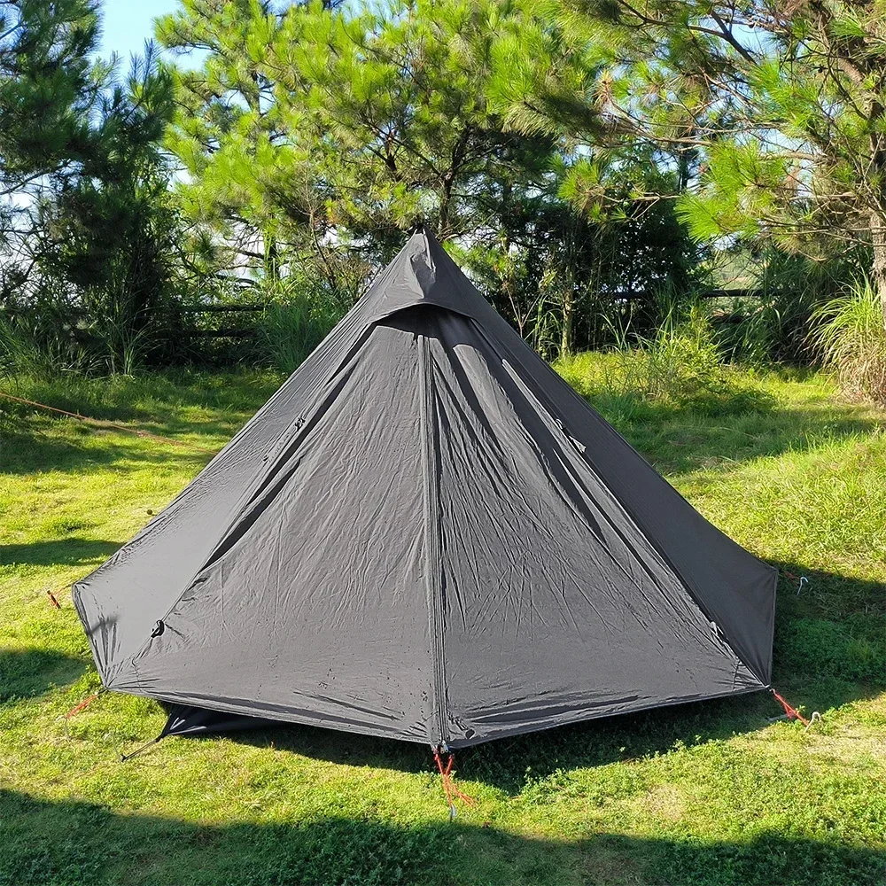 Camping Teepee Tent with Chimney Window Outdoor Ultralight  Pyramid Tent Double Layer Bushcraft 1 Person Tents Hot Tent New