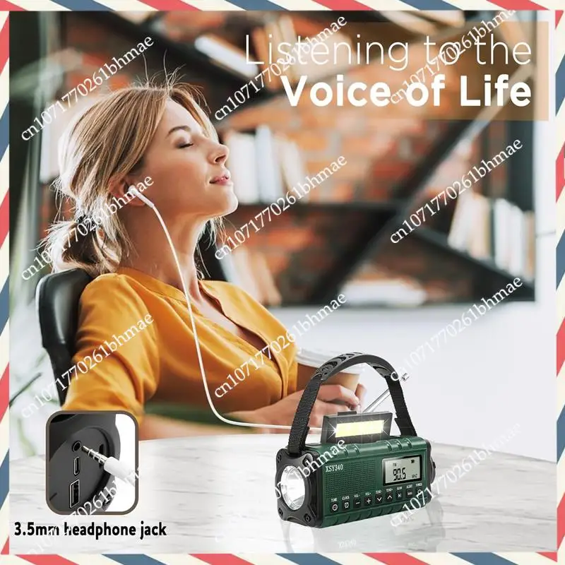 

-A21Z Emergency Weather Radio,AM/FM/NOAA Hand Crank Solar Powered 10000Mah Phone Charger Radio,LCD Display Alarm Clock Easy Inst