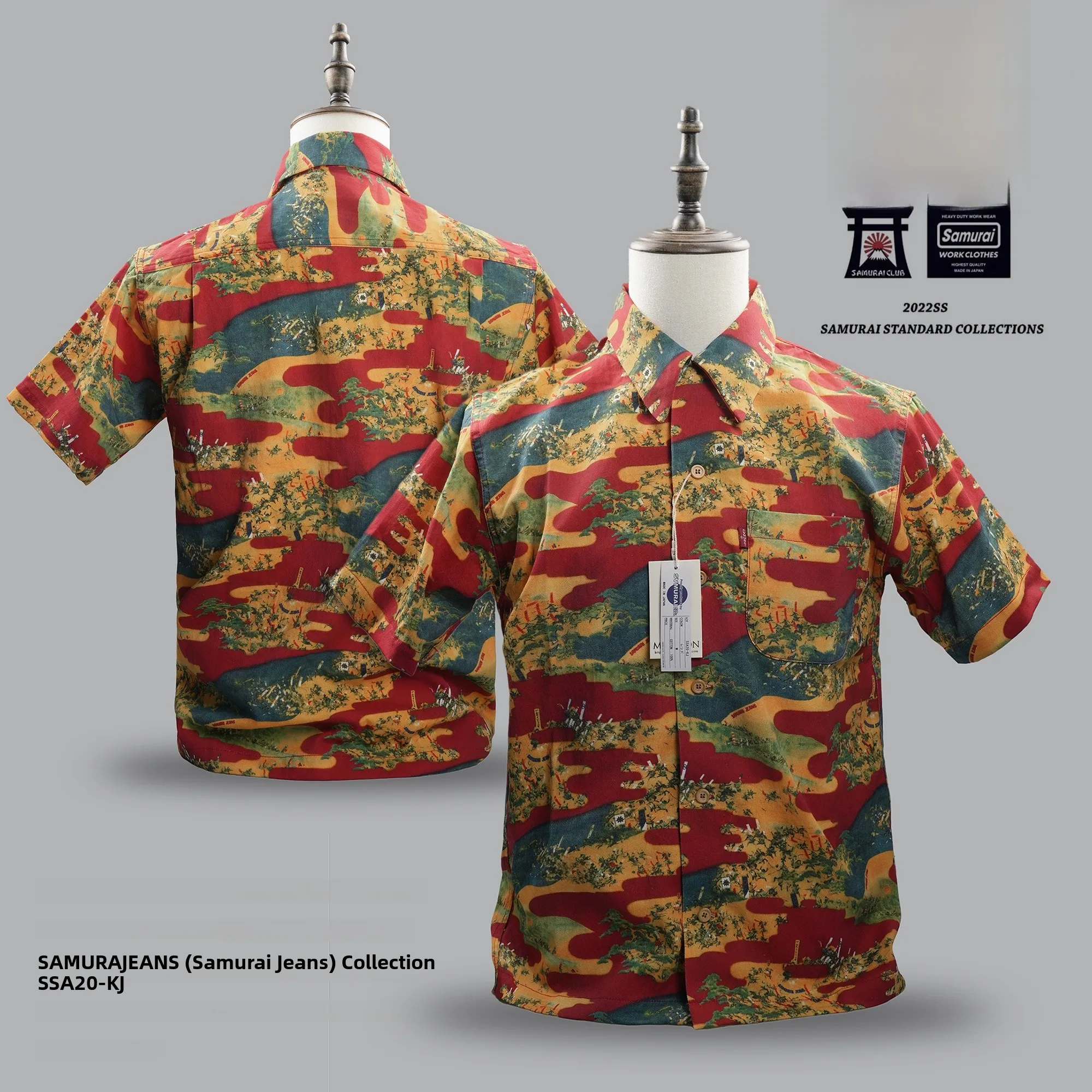

Samurai Cotton irt Battle of Kunizaki Island Hawaiian irt ort Sve Men's Stand Fit Four Seasons Wear Daily Use