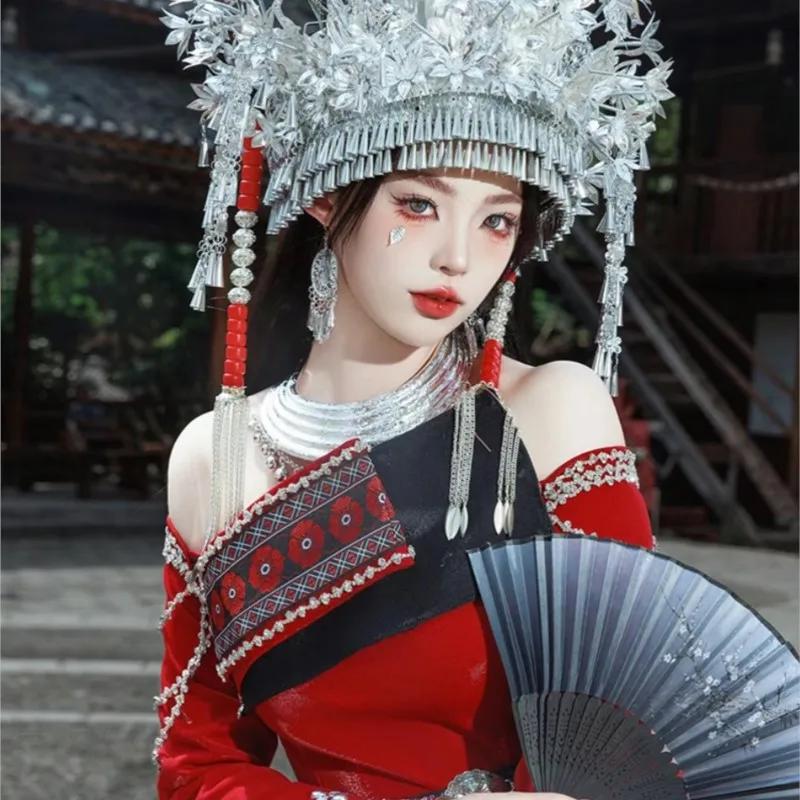 

Girl dress ethnic costumes exotic travel photography studio clothing