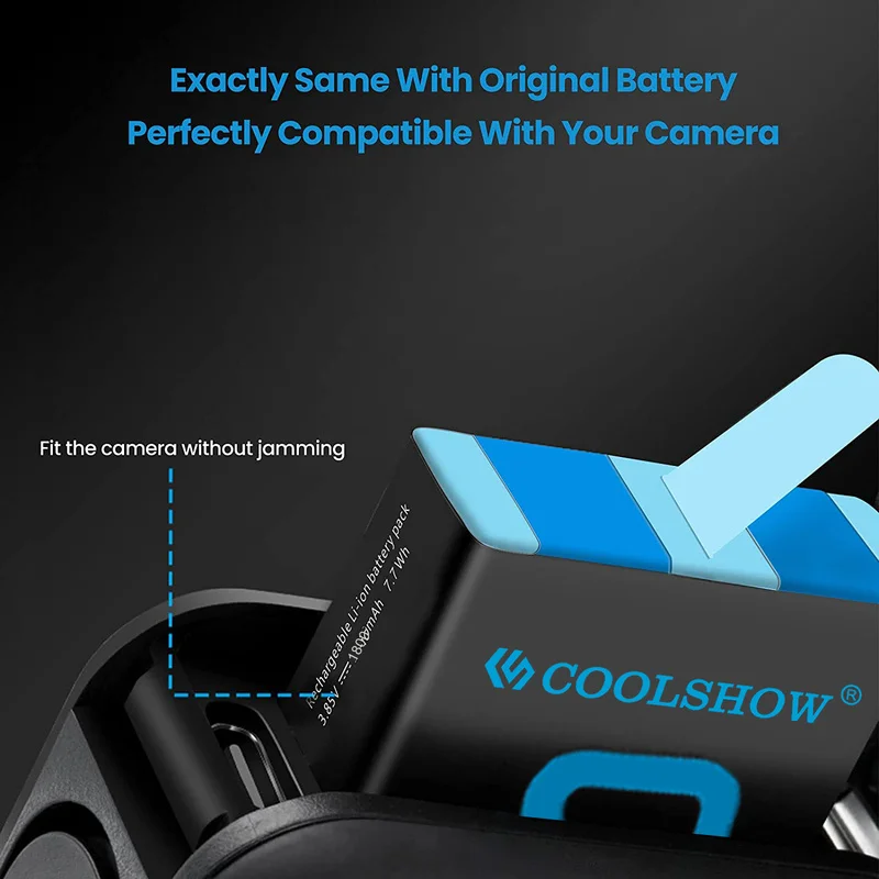 Para Gopro Hero 9 batería para Gopro Hero 10 batería negra accesorios de cámara 1800mAh para go pro Hero 9 10 baterías