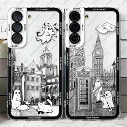 Case For Samsung Galaxy S20 S21 FE S22 S23 Ultra A13 A32 A33 A50 A52 A53 A73 A54 A14 Soft Cover Sketch The City And Cute Ghosts