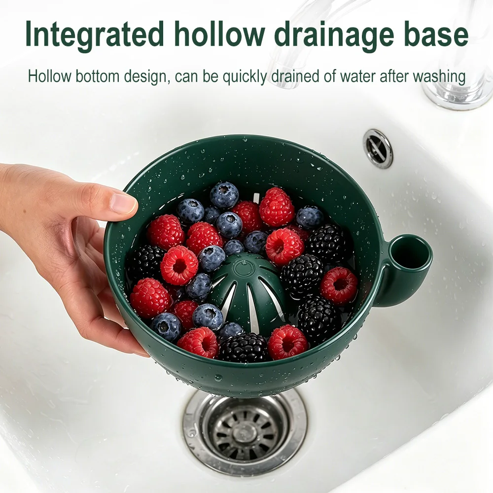 Automatic Swirl Fruit Washing Drain Bowl  Berry Cleaning Bowl Vegetable Fruit Washer Home Kitchen Outdoor Picnic Cleaning Basket view 3