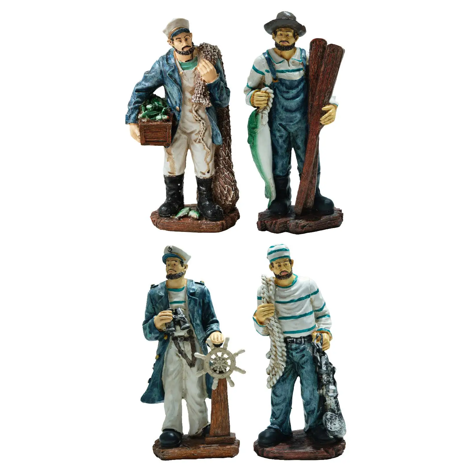 Fisherman Statue Figurine Desktop Figure Dinning Room Resin Sailor Sculpture Sculpture for Father Day Dad Party Fireplace