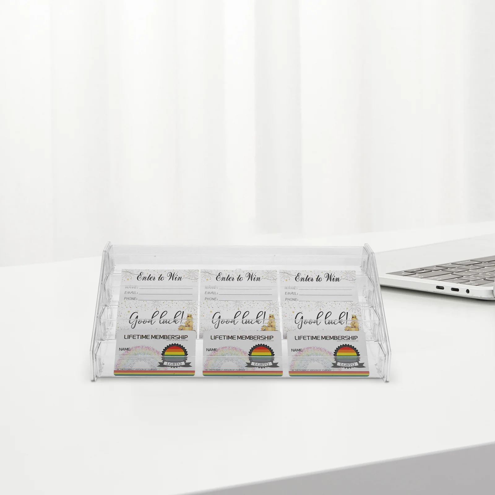 Acrylic Greeting Card Display Rack Compact Storage Organizer for Cards Postcards Lipsticks Nail Polish Perfume Desktop Display