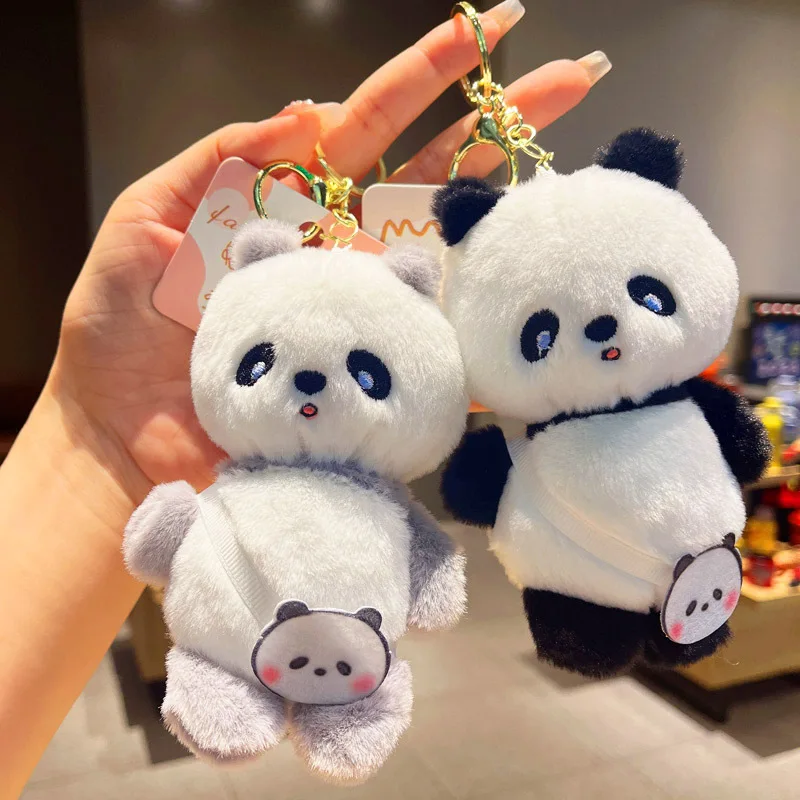 Kawaii Cartoon Scented Panda Plush Keychain Pendant Kids Cute Animals Stuffed Plush Toys Girls Couple Bags Pendant Doll Gifts