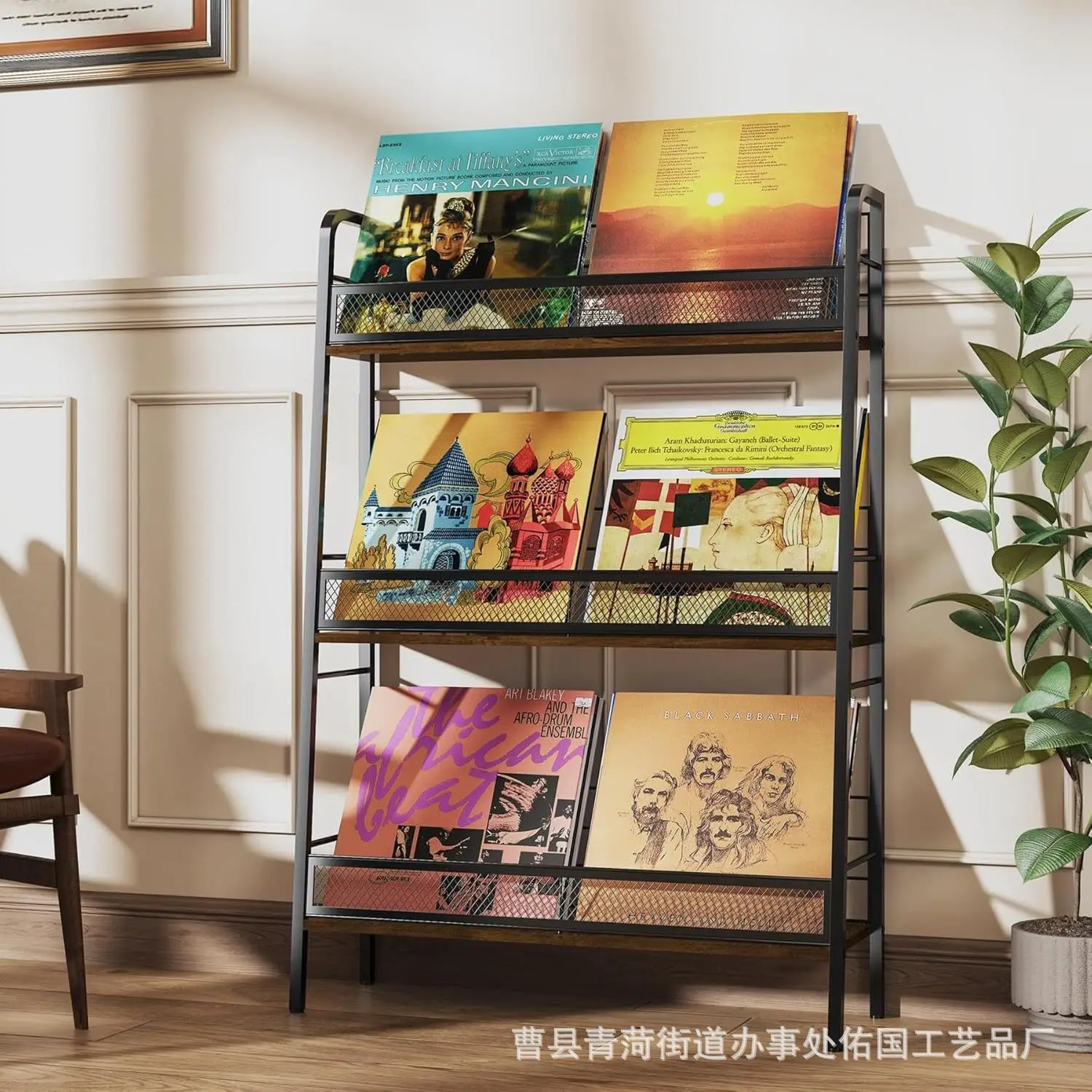 Cross-border wrought iron multi-layer storage rack, home living room, vinyl record storage rack, baby snacks, picture book shelf