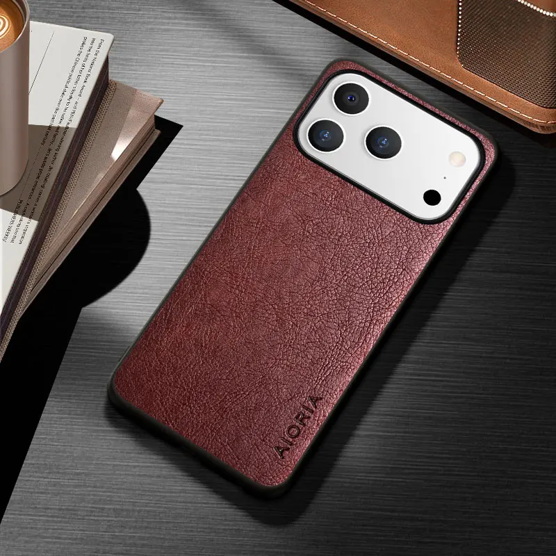 Apple iPhone 17 Pro Max ケース funda capa スタイリッシュなビジネススタイルの耐久性のあるPUレザーカバー、iPhone Airケース coque用