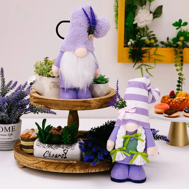 Mother's Day Rudolf Standing Doll Desktop Decoration Spring Purple Lavender Goblin Decoration