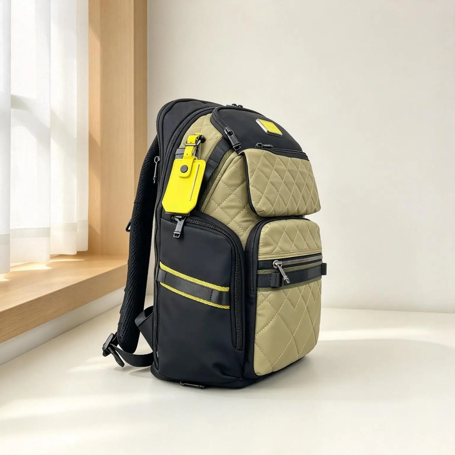 Men’s Nylon Backpack, Large Capacity Stylish Hiking Rucksack for Outdoor Travel & Casual Use