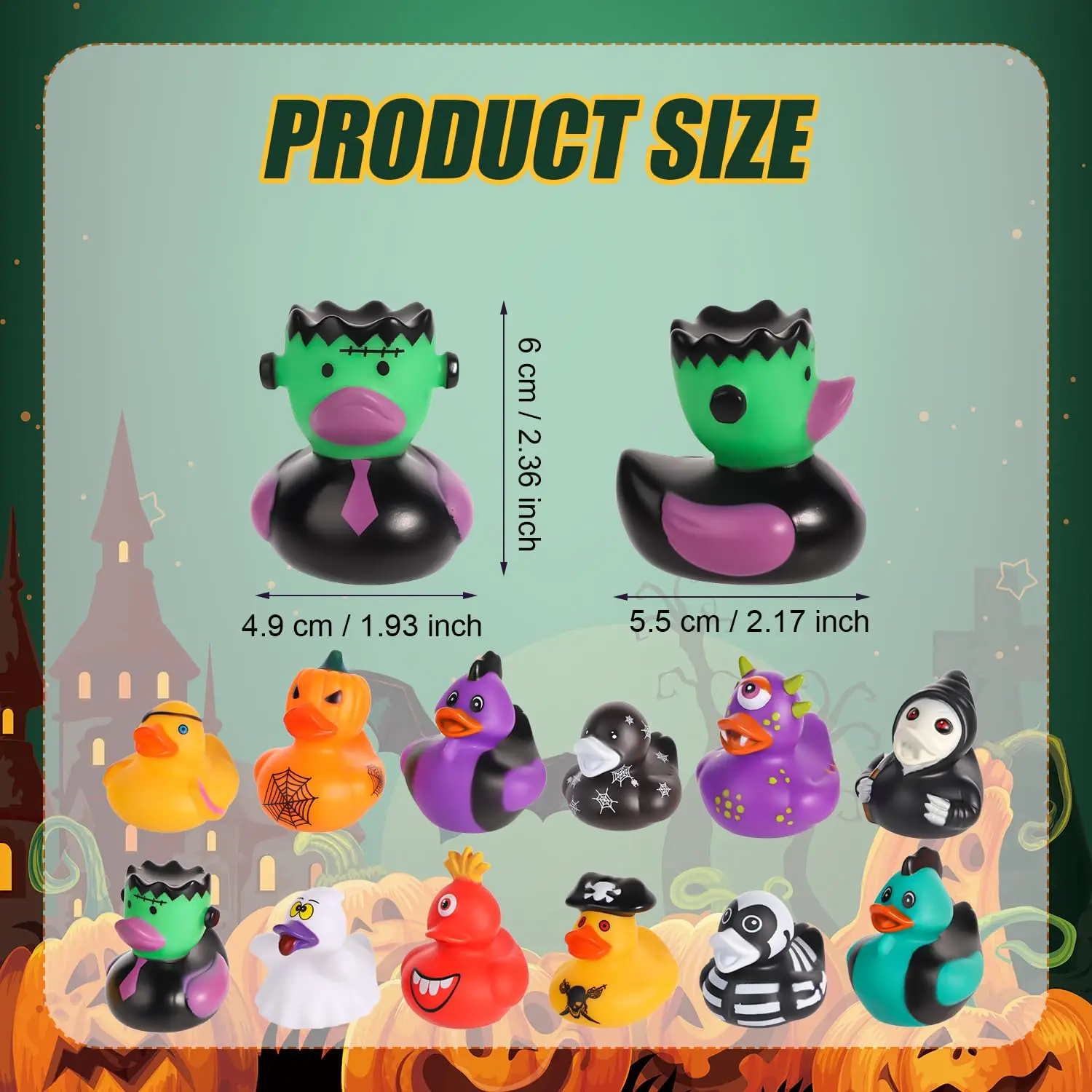 24PCS Halloween Rubber Duck,2.5 Inch Assorted Rubber Duck with Variou Halloween Characters Novelty Rubber Duck Toys for  Bathtub