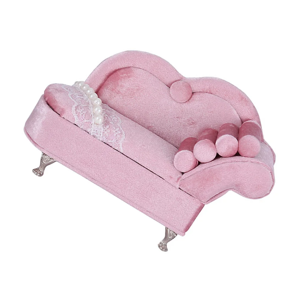 

Sofa Shape Jewelry Box Lovely Desktop Ornament Storage Organizer For Rings Earrings Hairpins Portable Lint Trinket Container